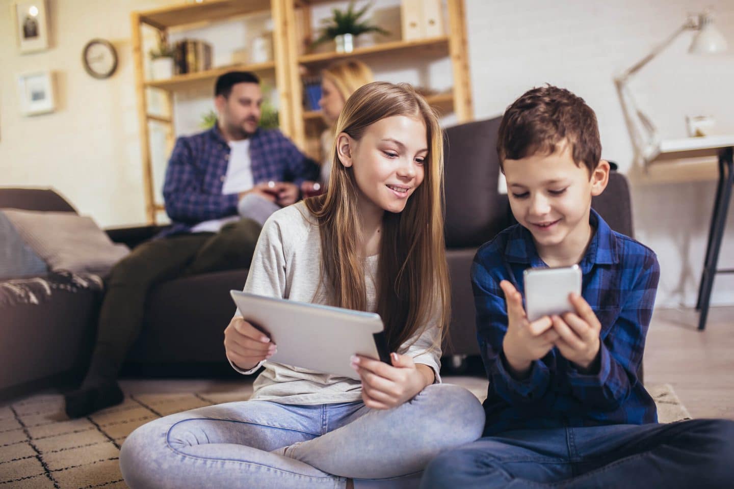 Kids using electronics during a pandemic