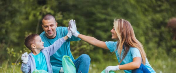 family doing high five