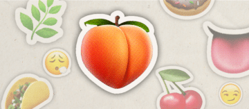 Several emojis that have inappropriate meanings on a beige background.