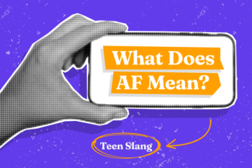 A hand holding a phone that says "What Does AF Mean?"