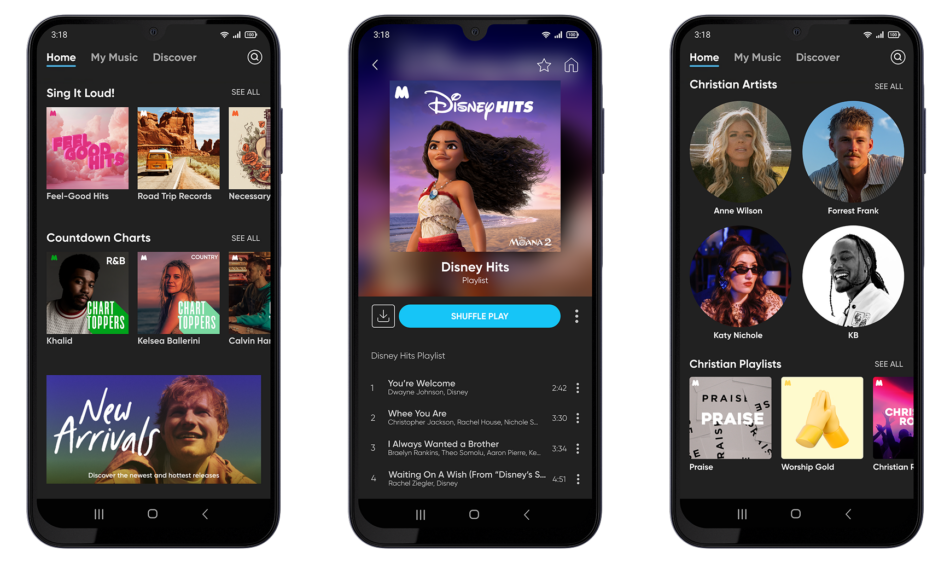 three gabb phones with gabb music