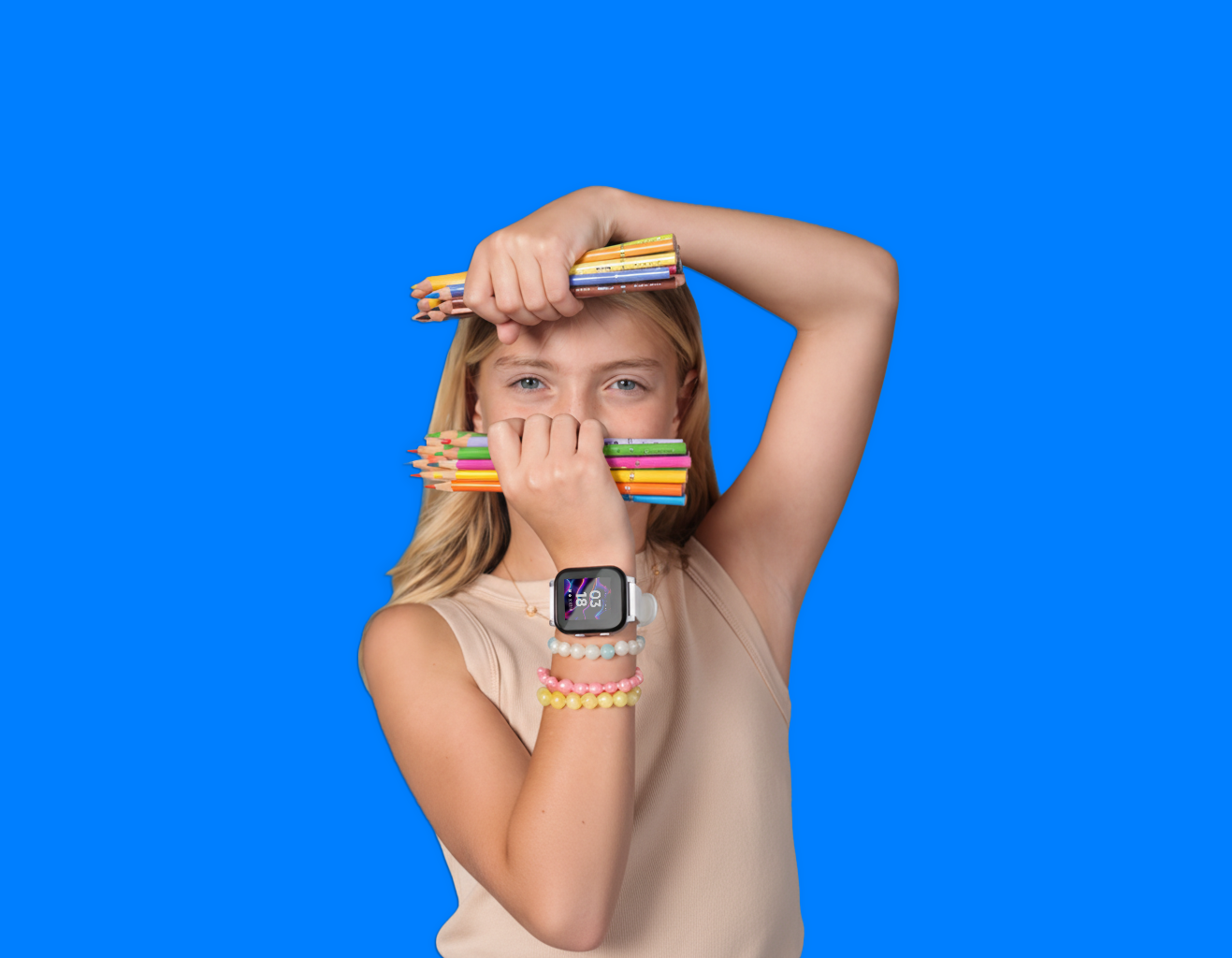 Child showing their gabb watch on their wrist