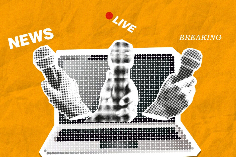 An illustration of microphones on a laptop screen.