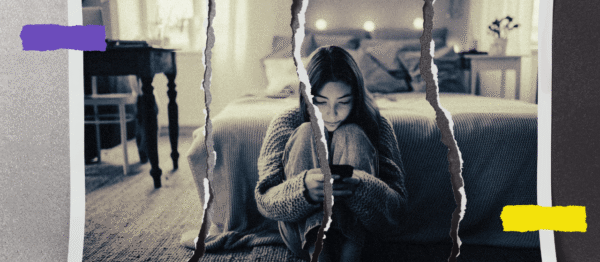 a girl looking at her phone, showcasing how much average screen time teens have