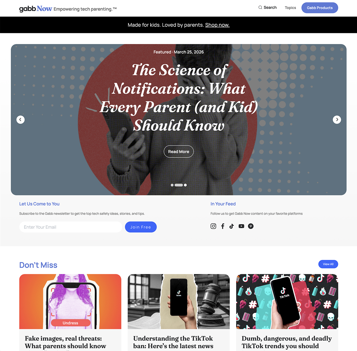 Gabb blog showing articles for parents
