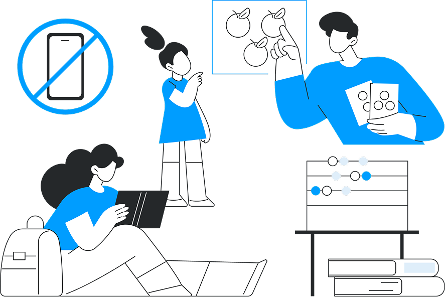 Illustration of a person sitting and reflecting