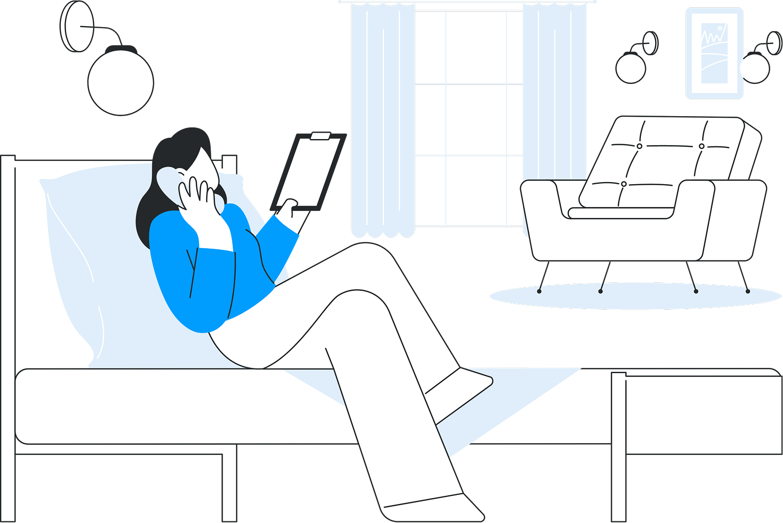 Illustration of a person relaxing and journaling