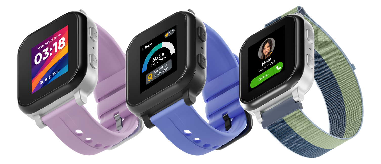 photo of 3 different styles & colors of the gabb watch 3e