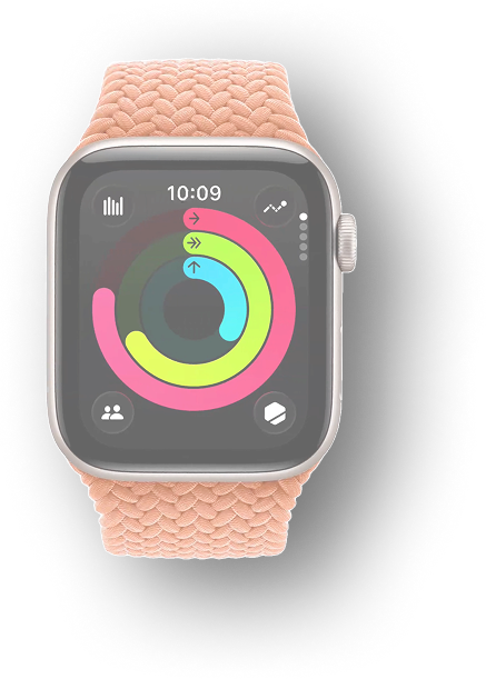 apple watch with an orange wrist band