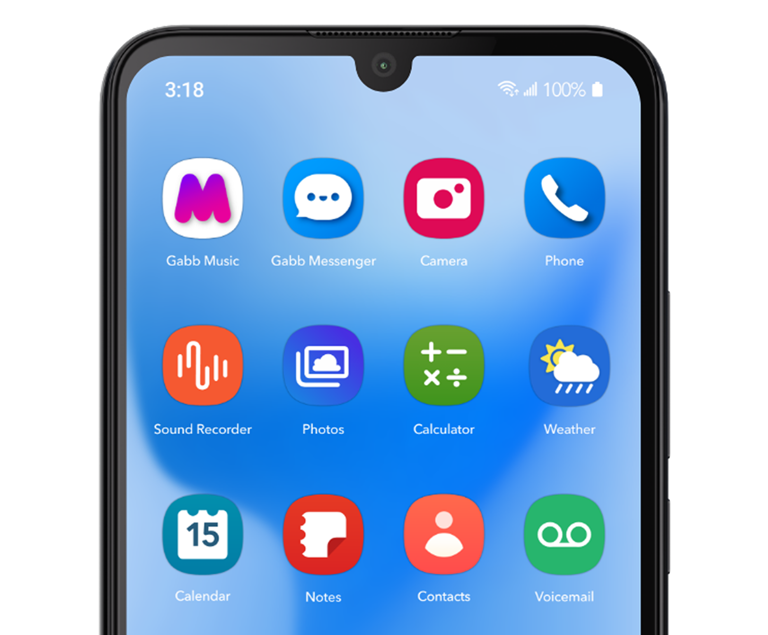 picture of a gabb phone 4 with only the pre-approved apps on the screen