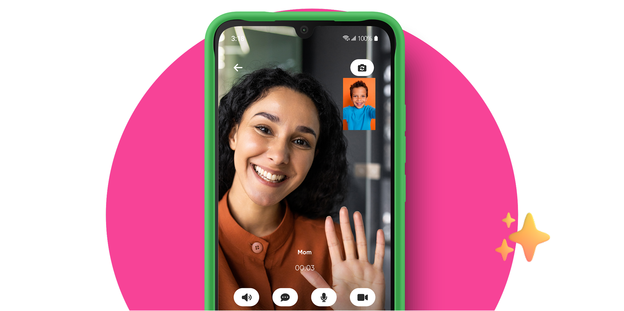 Girl on a video call on a Gabb phone