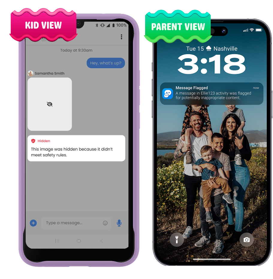 Gabb Messenger kid and parent message views
