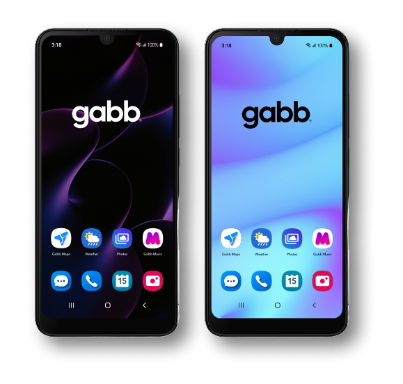 two gabb phones showing that gabb music is available on gabb phones