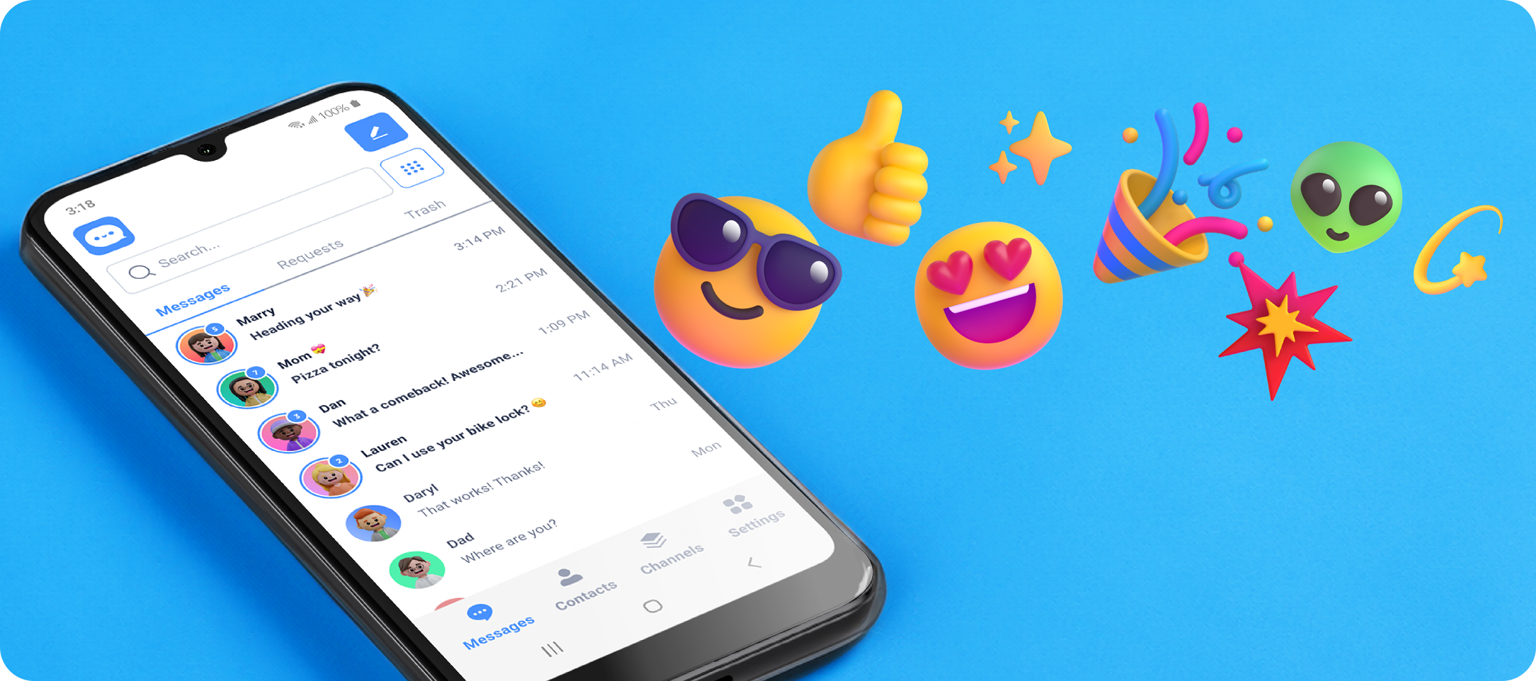 Gabb phone surrounded by emoji reactions