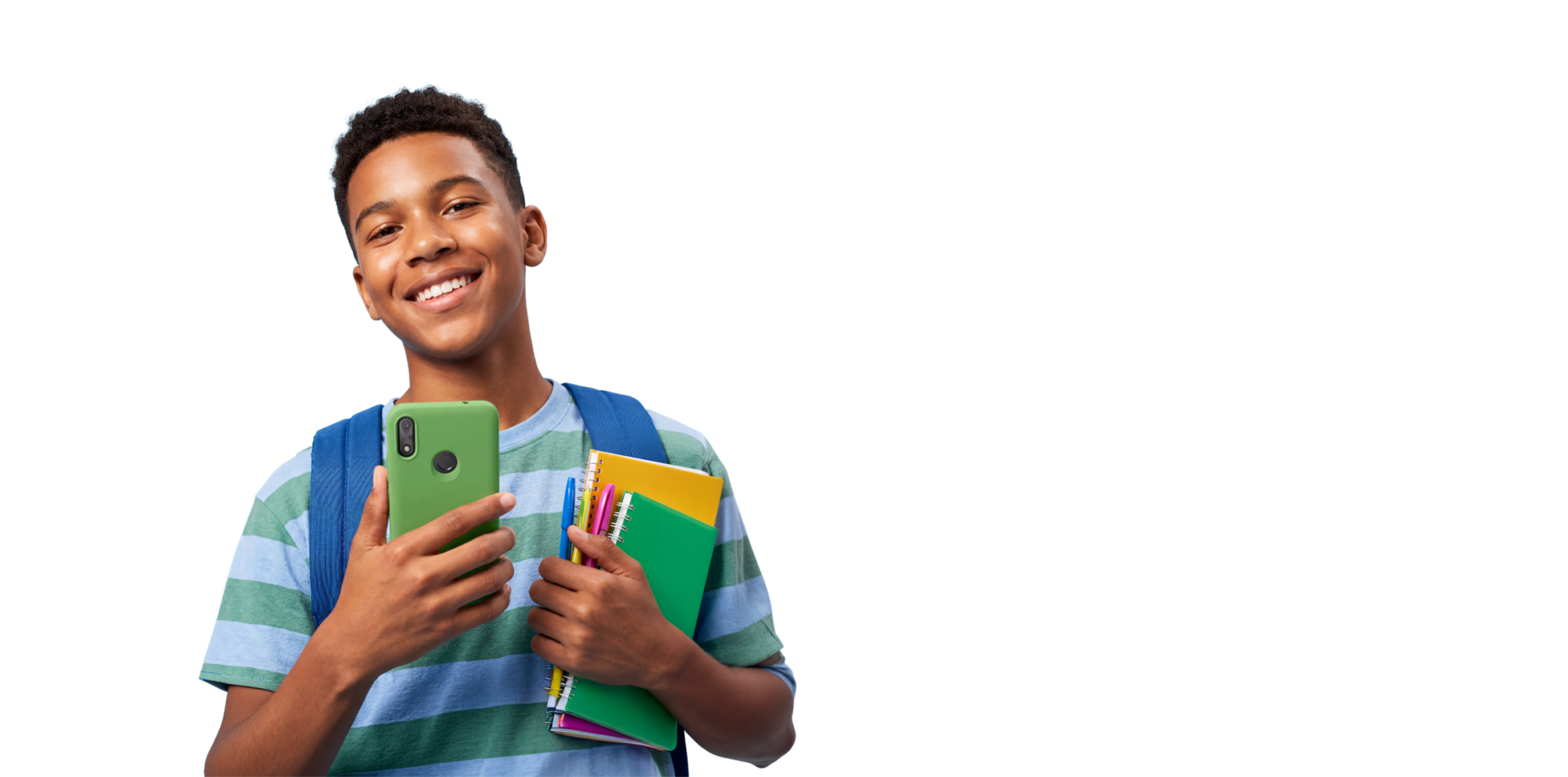 Tween smiling while holding a Gabb Phone 4