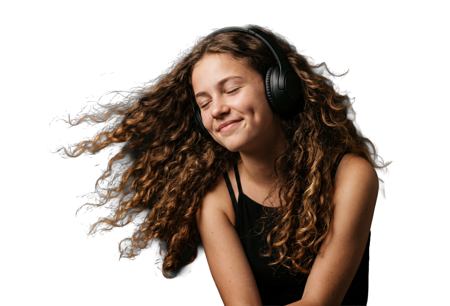 girl listening to Gabb Music on headphones